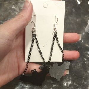 Sterling silver handcrafted bat earrings